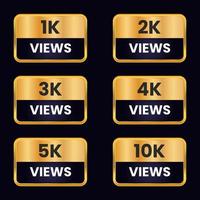 golden color 1k views to 10k plus views celebration  background design banner vector