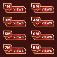 1 million views to 8 million plus views banner vector.1m plus views thank you vector