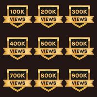 golden color 100k views to 900k plus views celebration  background design banner vector