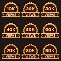 golden color 10k views to 90k plus views celebration  background design banner vector