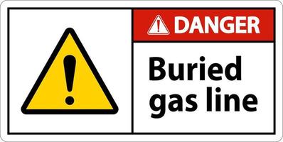 Danger Sign buried gas line On White Background vector