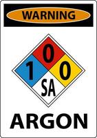 NFPA Warning Argon 1-0-0-SA Sign On White Background vector