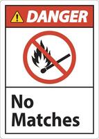 Danger No Fire, No Matches or Open Flame Sign vector