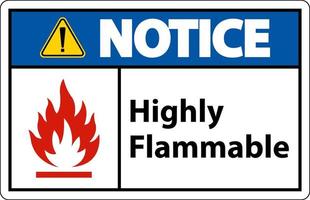 Notice Highly Flammable Sign On White Background vector
