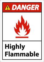 Caution Highly Flammable Sign On White Background vector