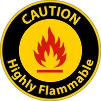 Caution Highly Flammable Sign On White Background vector