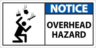 Notice Overhead Hazard Sign On White Background vector