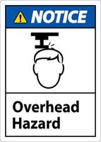 Notice Overhead Hazard Sign On White Background vector