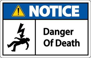 Notice Of Death Sign On White Background vector