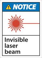 Notice Sign invisible laser beam On White Background vector