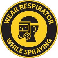 Caution Wear Respirator While Spraying Sign With Symbol vector