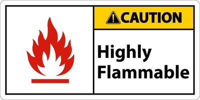 Caution Highly Flammable Sign On White Background vector