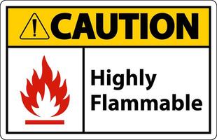 Caution Highly Flammable Sign On White Background vector