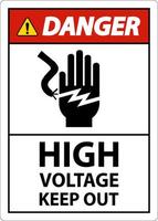 Danger High Voltage Keep Out Sign On White Background vector