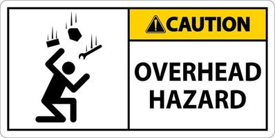 Caution Overhead Hazard Sign On White Background vector