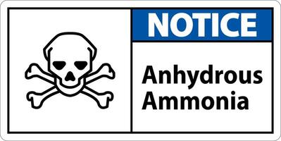 Notice Anhydrous Ammonia Sign On White Background vector