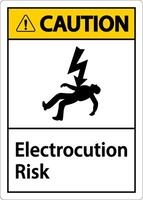 Precaución signo de riesgo de electrocución sobre fondo blanco. vector