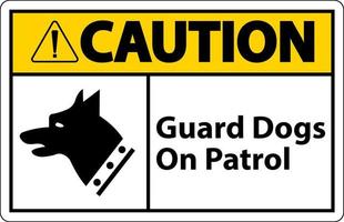 precaución, perros guardianes, en, patrulla, símbolo, señal, blanco, plano de fondo vector
