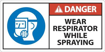 Danger Wear Respirator While Spraying Sign With Symbol vector