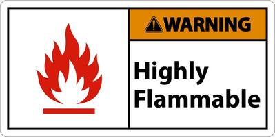 Warning Highly Flammable Sign On White Background vector