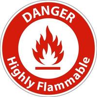 Caution Highly Flammable Sign On White Background vector