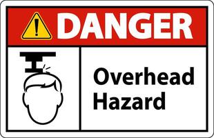 Danger Overhead Hazard Sign On White Background vector