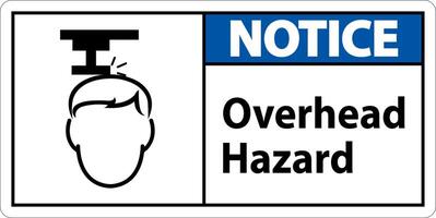 Notice Overhead Hazard Sign On White Background vector