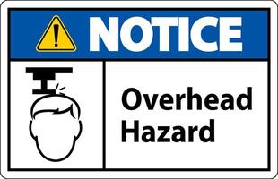 Notice Overhead Hazard Sign On White Background vector