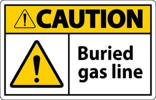 Caution Sign buried gas line On White Background vector