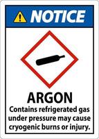 Notice Argon GHS Sign On White Background vector