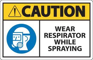 precaución use respirador mientras rocía el signo con el símbolo vector