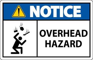 Notice Overhead Hazard Sign On White Background vector