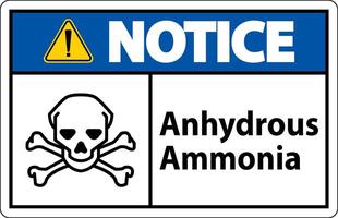 Observe el signo de amoníaco anhidro sobre fondo blanco. vector