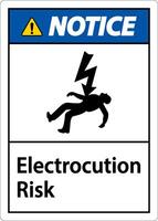 Aviso signo de riesgo de electrocución sobre fondo blanco. vector