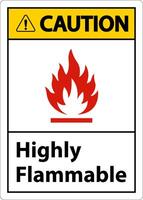 Caution Highly Flammable Sign On White Background vector