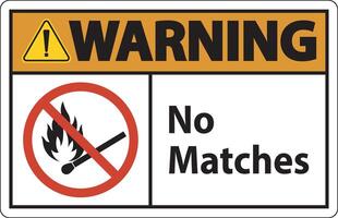 Warning No Fire, No Matches or Open Flame Sign vector