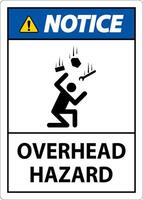 Notice Overhead Hazard Sign On White Background vector