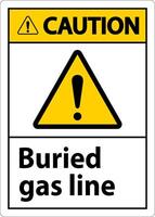 Caution Sign buried gas line On White Background vector