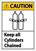 Caution Keep All Cylinders Chained Symbol Sign On White Background vector