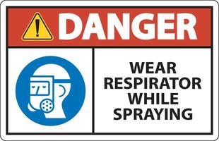 Danger Wear Respirator While Spraying Sign With Symbol vector