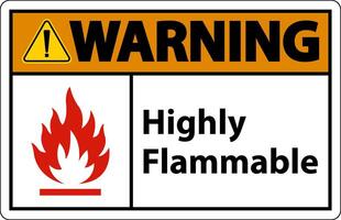 Warning Highly Flammable Sign On White Background vector