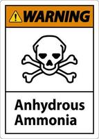Warning Anhydrous Ammonia Sign On White Background vector