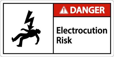 signo de riesgo de electrocución de peligro sobre fondo blanco vector