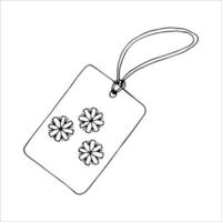 A linear tag with the snowflake symbol icon highlighted on a white background. Banner, label, tag, logo, sticker. vector