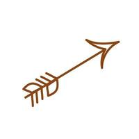 A boho-style arrow  is hand-drawn. Indian style. A great design for any purpose. Simple vector illustration.