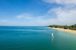 Aerial view of ocean, sky and beach at Long beach, Lanta island, Krabi, Thailand photo