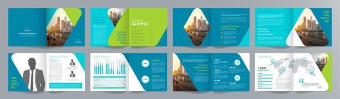 Corporate business presentation guide brochure template, Annual report, 16 page minimalist flat geometric business brochure design template, square size. vector