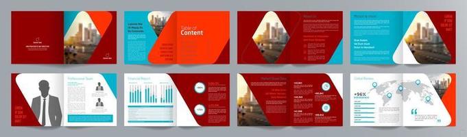 Corporate business presentation guide brochure template, Annual report, 16 page minimalist flat geometric business brochure design template, square size. vector