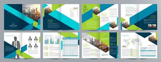 Corporate business presentation guide brochure template, Annual report, 16 page minimalist flat geometric business brochure design template, A4 size. vector