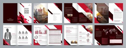 Corporate business presentation guide brochure template, Annual report, 16 page minimalist flat geometric business brochure design template, A4 size. vector